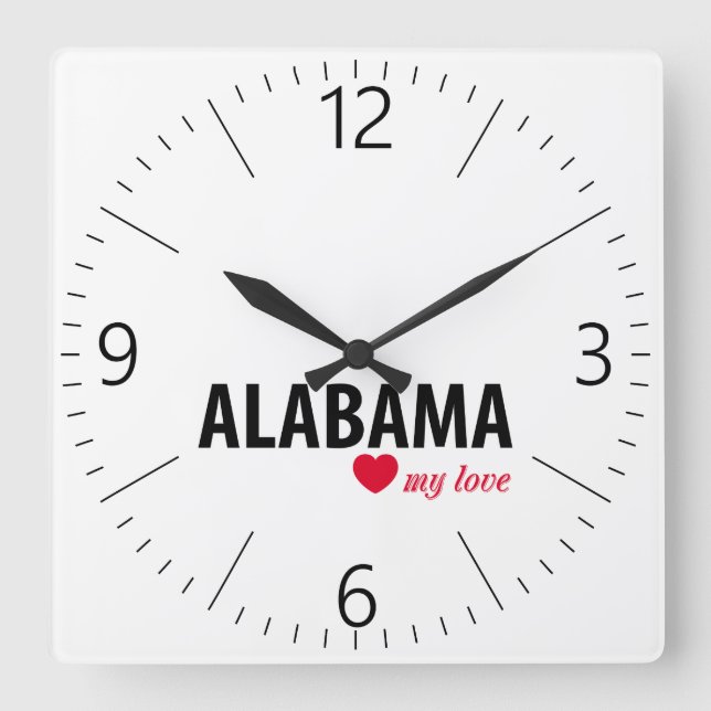 Horloge Carrée Alabama mon amour (Recto)
