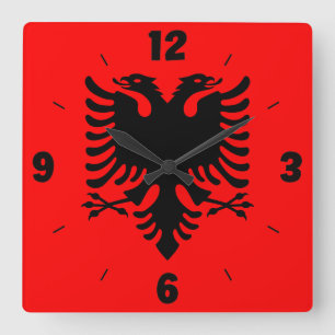 Horloge Carrée Albania National Flag Patriotic Square Wall Clock