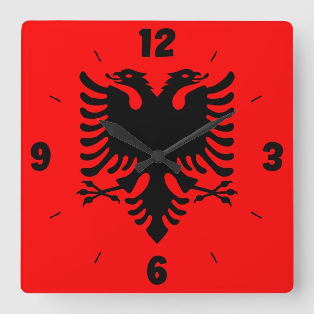 Horloge Carrée Albania National Flag Patriotic Square Wall Clock (Recto)