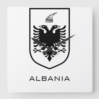 Horloge Carrée Albanian National Coat of Arms Heritage Ink