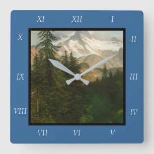 Horloge Carrée Albert Bierstadt Peinture Neige dans le Haut Pays
