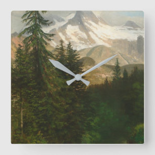 Horloge Carrée Albert Bierstadt Peinture Neige dans le Haut Pays