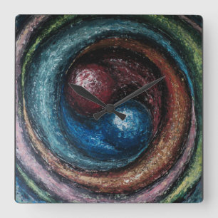 Horloge Carrée "Alchimie" par Ramona Dumitrescu