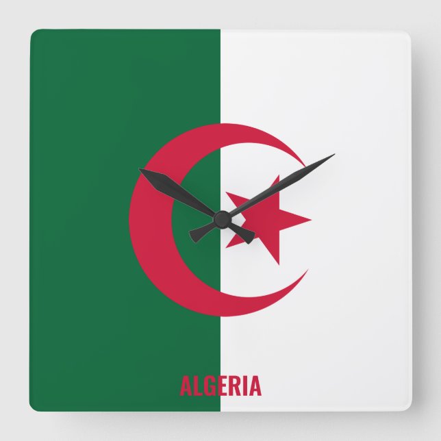 Horloge Carrée Algérie Drapeau éblouissant patriotique (Recto)