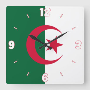 Horloge Carrée Algérie Nationale Drapeau Patriotique