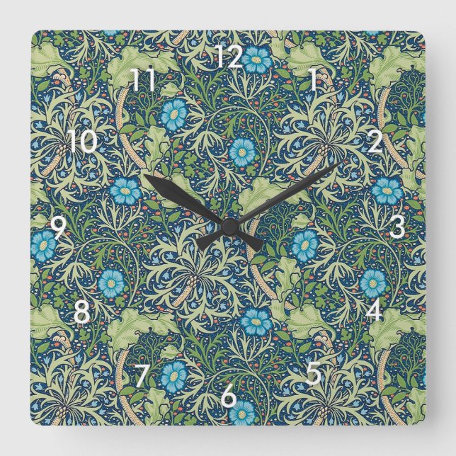 Horloge Carrée Algues, William Morris (Recto)