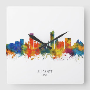 Horloge Carrée Alicante Espagne Skyline