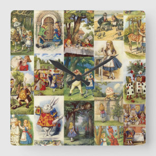 Horloge Carrée Alice dans l'horloge du pays des merveilles