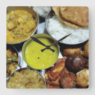 Horloge Carrée Alimentation végétarienne indienne