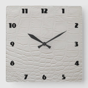 Horloge Carrée Alligator de blanc d'HORLOGE de ROCHE de CROCODILE