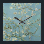 Horloge Carrée Almond Blossom : Vincent Van Gogh<br><div class="desc">Fleur d'amandes. Peint par Vincent Van Gogh en 1890. Cette image est du domaine public.</div>