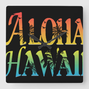 Horloge Carrée Aloha Hawaii