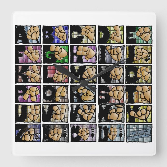Horloge Carrée Alphabet numérique allemand 3 (2025) (Recto)