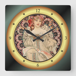 Horloge Carrée Alphonse Mucha ~ F. Champenois Imprimeur Editeur ~