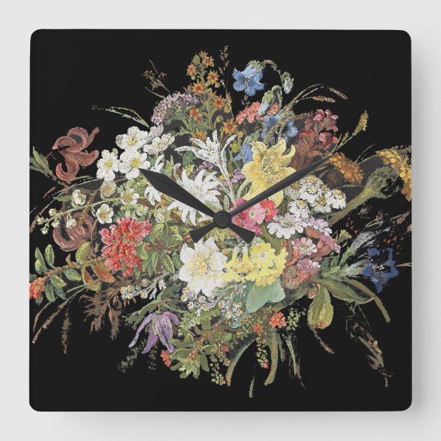 Horloge Carrée Alpine Wildflower Flowers Edelweiss Wall Clock (Recto)