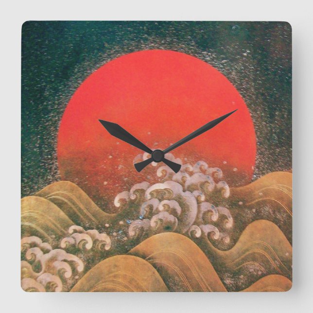 Horloge Carrée AMATERASU ,SUN GODDESS red brown black (Recto)