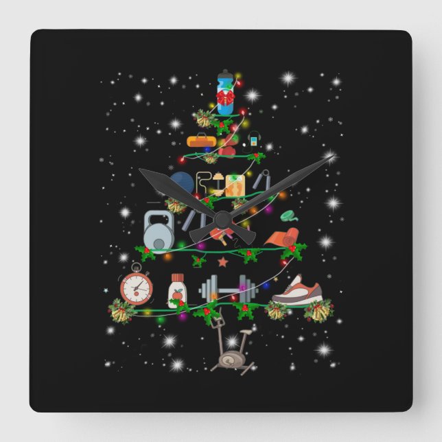 Horloge Carrée Amateur de fitness| Instrument gymnastique Arbre d (Recto)