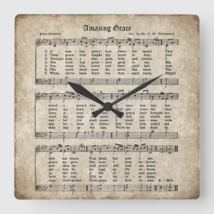 Horloge Carrée Amazing Grace Vintage Hymn