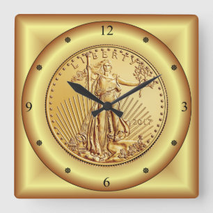 Horloge Carrée American Eagle Gold Coin ~ Lady Liberty ~