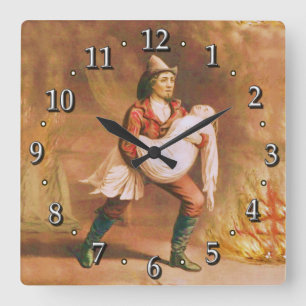 Horloge Carrée American Fireman Victorian Firefighter Style 3