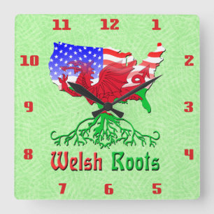 Horloge Carrée American Welsh Roots Square Wall Clock
