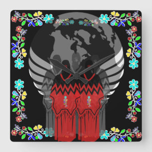 Horloge Carrée Amérindiens MMIW Plus de soeurs volées