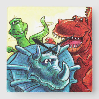 Horloge Carrée Amis Dinosaur