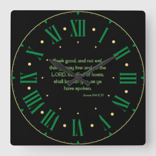 Horloge Carrée Amos 5:14 KJV Bible Verse Numéros romains