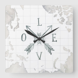 Horloge Carrée Amour de l'aventure III   d'envie de voyager