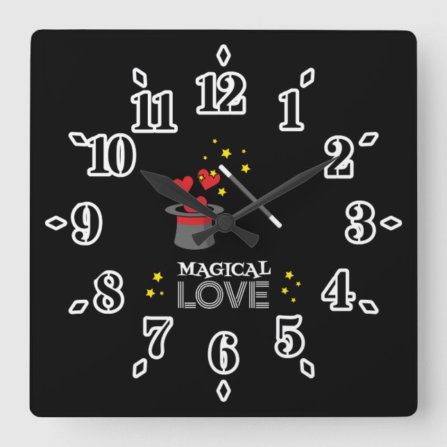 Horloge Carrée Amour magique - Blanc (Recto)