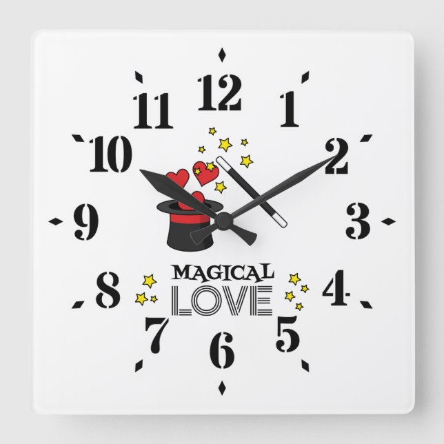 Horloge Carrée Amour magique - Noir (Recto)