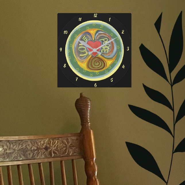 Horloge Carrée Amour Paix, Respire La Paix Temps Est Maintenant M (Créateur téléchargé)