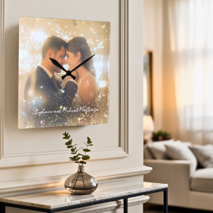 Horloge Carrée Amour Romantique Moderne Cadeau Mariage Magique