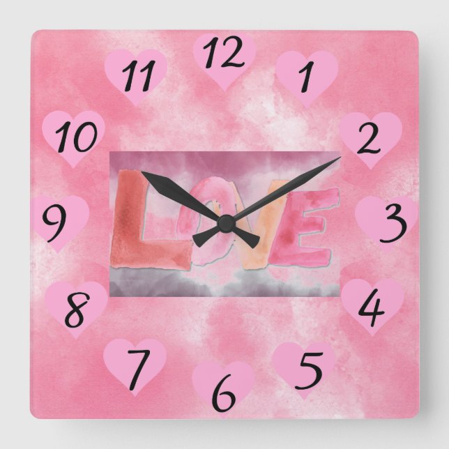 Horloge Carrée Amour : WaterColor (Recto)