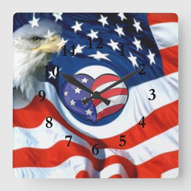 Horloge Carrée Amoureux des États-Unis_ (Recto)