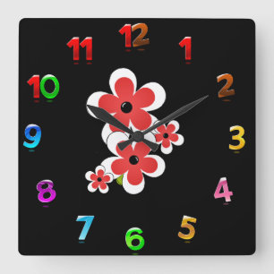 Horloge Carrée Amoureux des fleurs