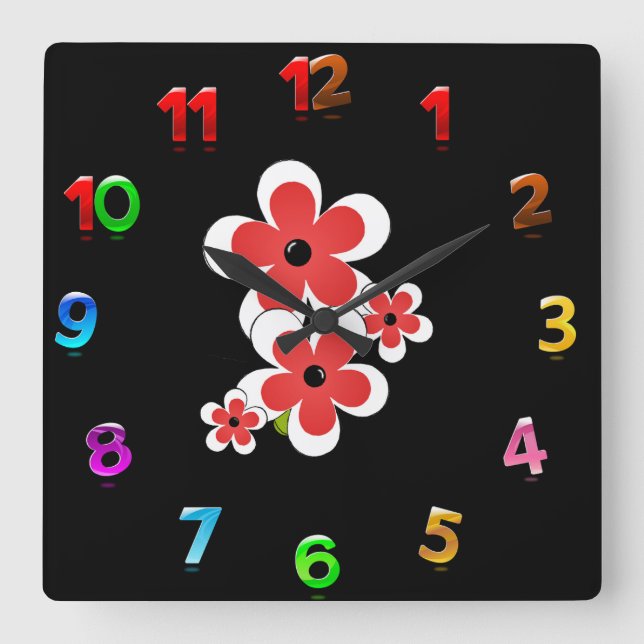 Horloge Carrée Amoureux des fleurs (Recto)