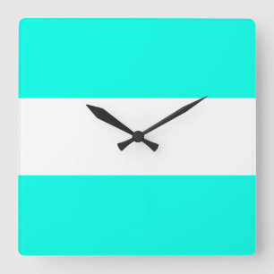 Horloge Carrée Amusant Coloré Bright Aqua Moderne Stripes Nautiqu