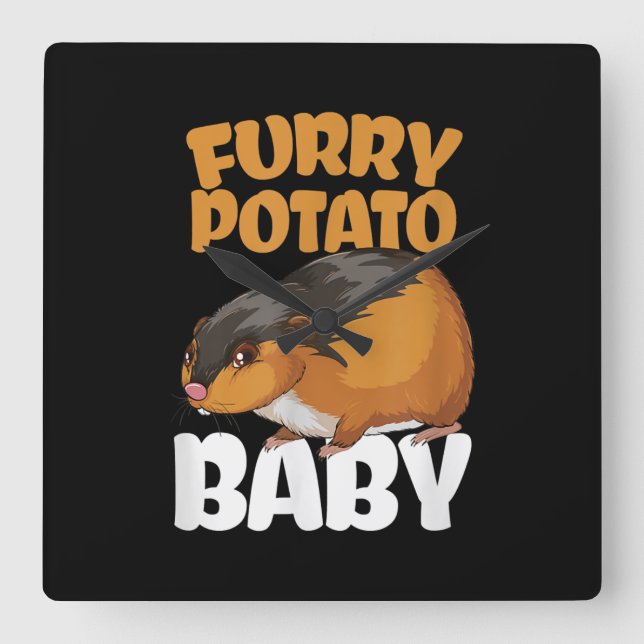 Horloge Carrée Amusant Hamster Animal Animaux De Compagnie Avec P (Recto)