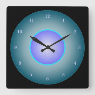 Horloge Carrée Amusant Neon Aqua/Purple/Bleu