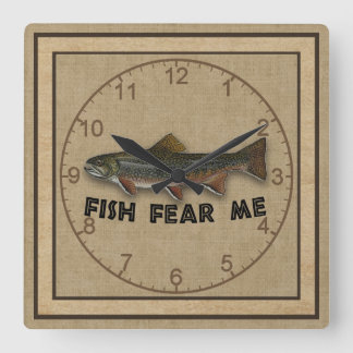 Horloge Carrée Amusant pêcheur poisson me peur