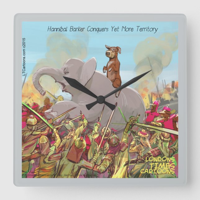 Horloge Carrée Amusante Hannibal L'Horloge Mur Conquérant (Recto)