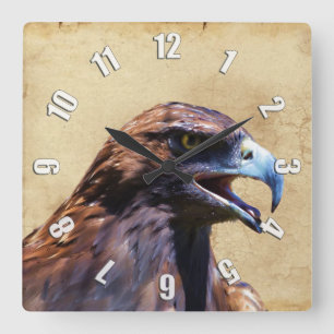 Horloge Carrée Amusants Bald Eagle Mauvaise Attitude Faune
