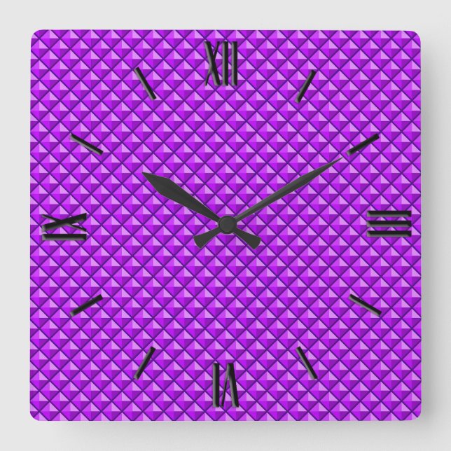 Horloge Carrée Amythyst purple, enamel look, étudiant ded grid (Recto)