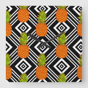 Horloge Carrée Ananas géométriques