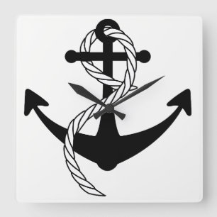 Horloge Carrée Anchor Clock Black and White