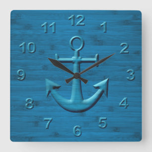 Horloge Carrée Anchor de Blue Wood
