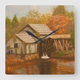 Horloge Carrée Ancien Moulin En Automne