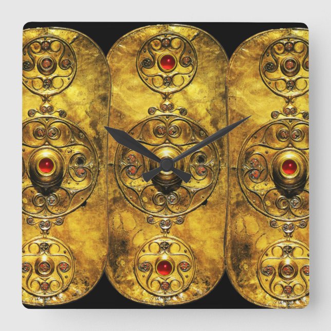 HORLOGE CARRÉE ANCIENNE BOUILLE DE GUERRE CELTIQUE AVEC DES GEMST (Recto)