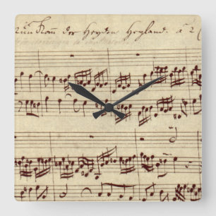 Horloge Carrée Anciennes Notes de Musique - Partition de Bach